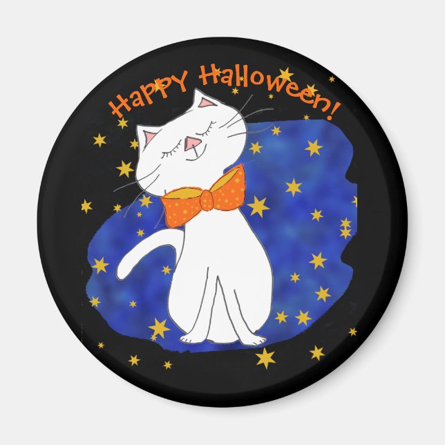 Starry Night Kattunge Halloween Magnet (Framsidan)