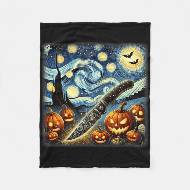 Starry Night Knivar Chef Halloween Fleecefilt (Framsidan)