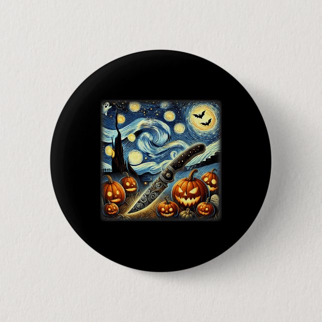 Starry Night Knivar Chef Halloween Knapp (Framsida)