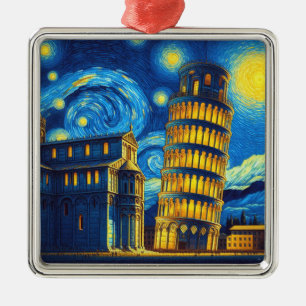 Starry Night Leaning Torn i Pisa Italien Julgransprydnad Metall