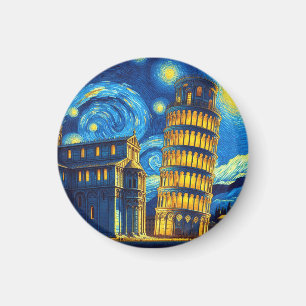 Starry Night Leaning Torn i Pisa Italien Magnet