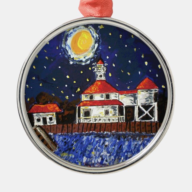Starry Night Light House Julgransprydnad Metall (Framsidan)