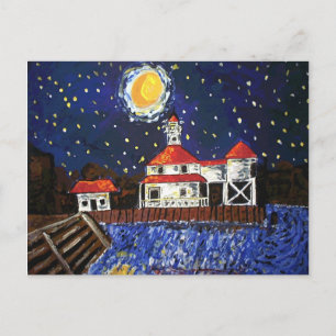 Starry Night Light House Vykort
