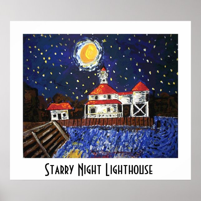 Starry Night Lighthouse Poster (Framsidan)