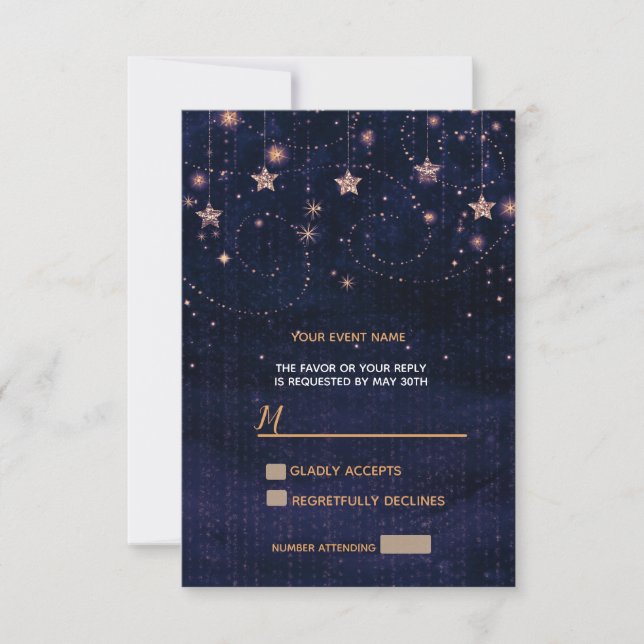Starry Night Lila Guld Whimsical Stars OSA (Framsida)