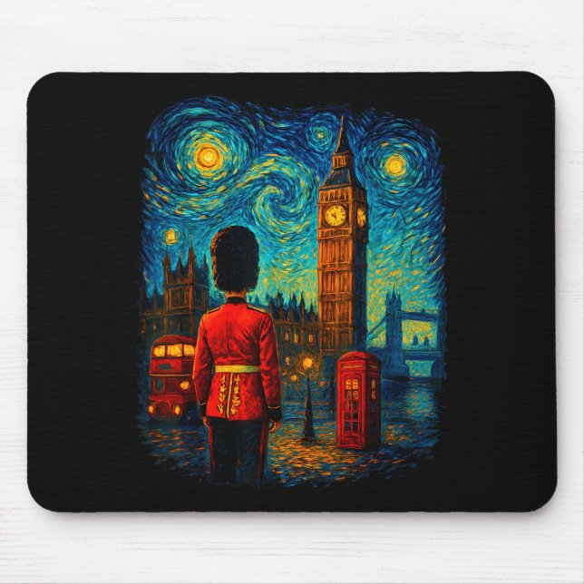 Starry Night London Red Telephone Box Queen's Guar Musmatta (Framsidan)