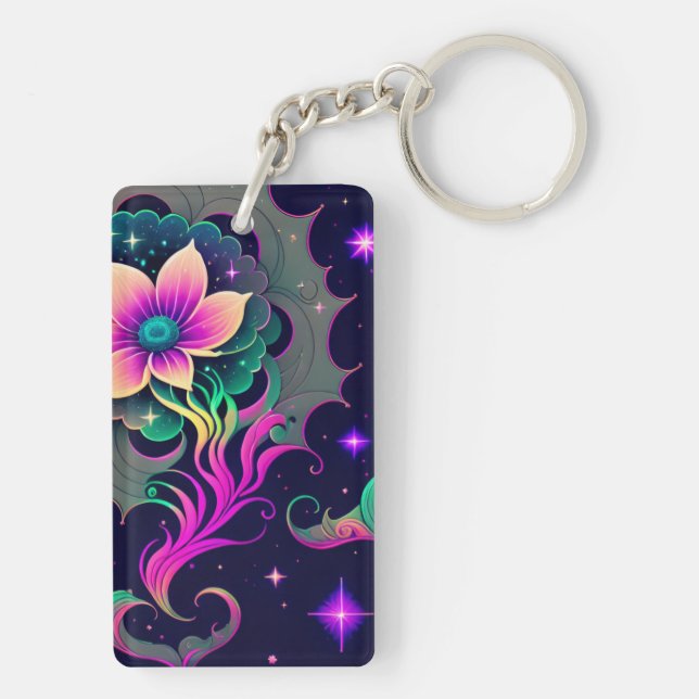 Starry Night Lotus Flower Acrylic Keychain (Baksidan)