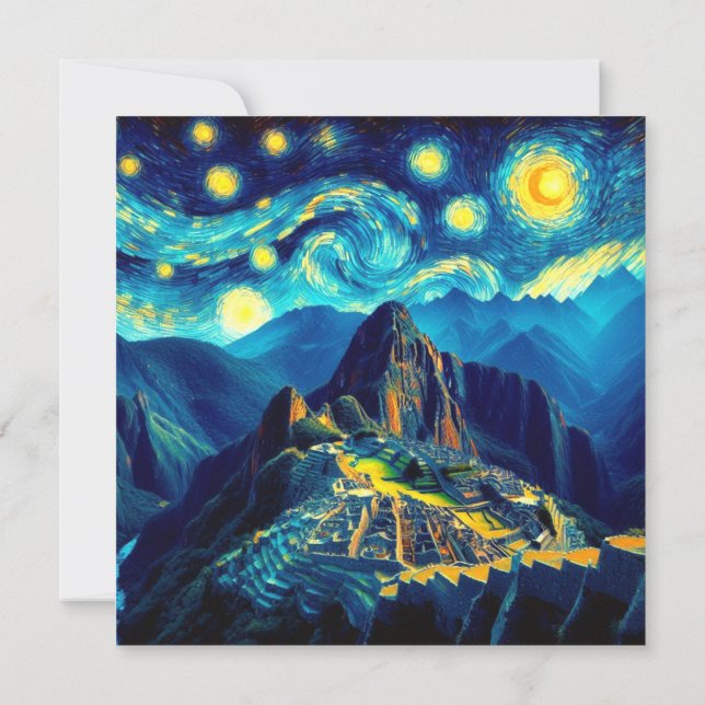 Starry Night Machu Picchu Peru Inbjudningar (Baksida)