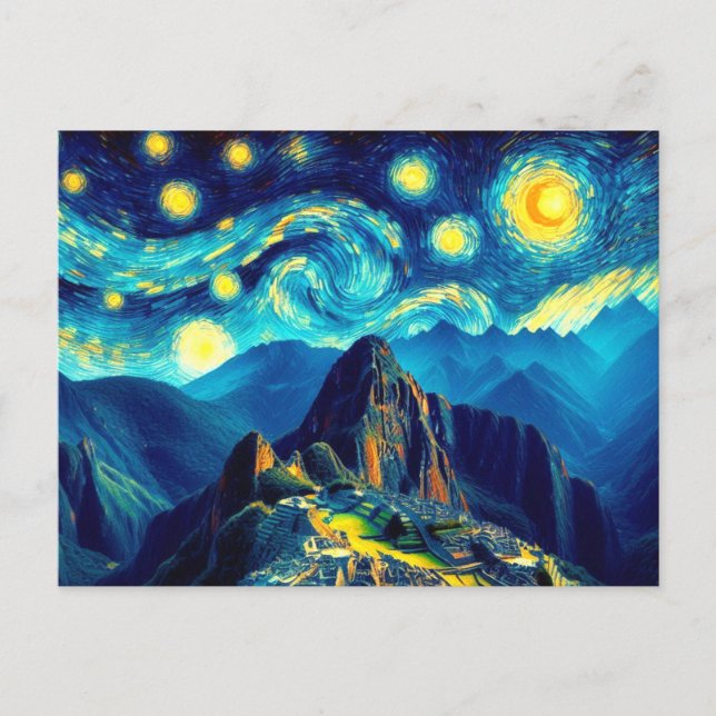Starry Night Machu Picchu Peru Vykort (Framsida)