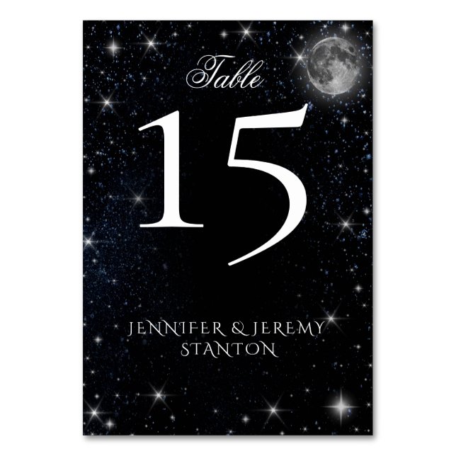 Starry Night Måne Bord Card Bordsnummer (Framsidan)