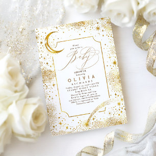 Starry Night Måne Mystical Celestial Baby Shower Inbjudningar