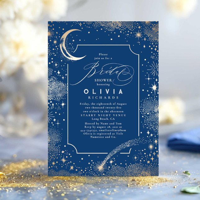 Starry Night Måne Mystical Celestial Möhippa Inbjudningar (Celestial Bridal Shower Invitation)