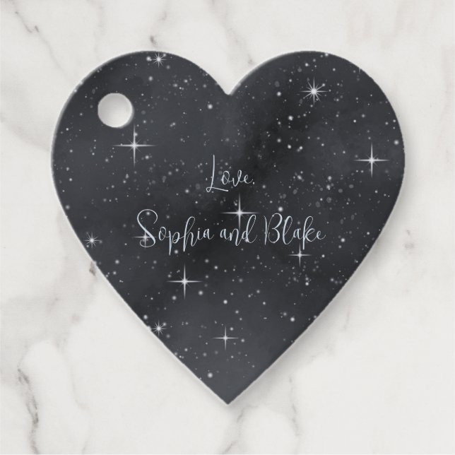 Starry Night Måne Phases Celestial Bröllop Gåvor Etiketter (Framsida)