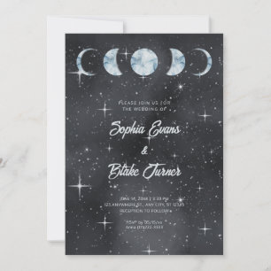 Starry Night Måne Phases Zodiac Celestial Bröllop Inbjudningar