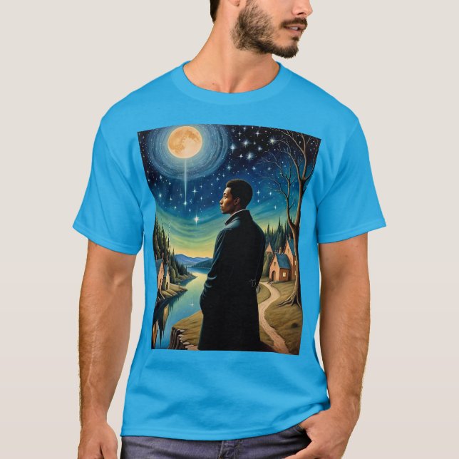 Starry Night Måne Reflection T-Shirt (Framsida)