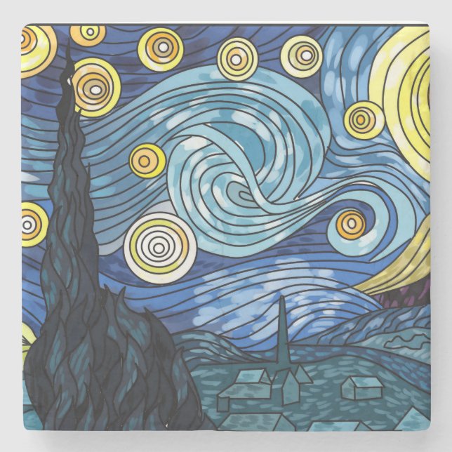 Starry Night Marble Coster Underlägg Sten (Framsidan)