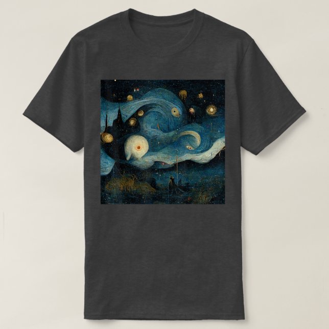 Starry Night miste med Hieronymus Bosch T Shirt (Design framsida)