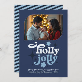 Starry Night Modern Blue Christmas Photo Julkort