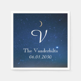 Starry Night Monogram Bröllop Napkin Pappersservett