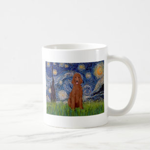 Starry Night - Mörk Red Pudel #1 Kaffemugg