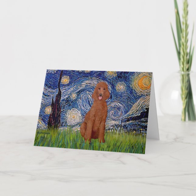 Starry Night - Mörk Red Pudel #1 Kort (Framsida)