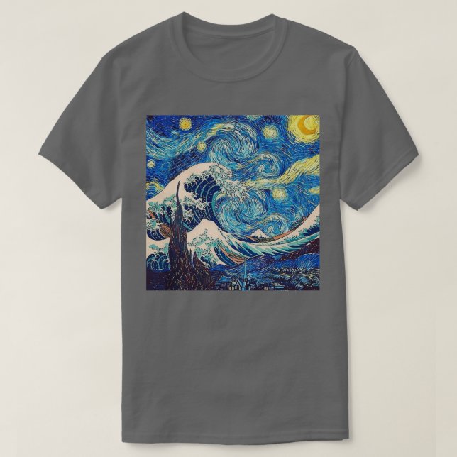 Starry night möter Underbar våg T Shirt (Design framsida)