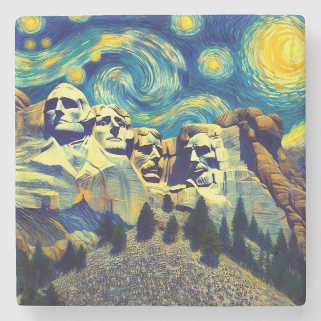 Starry Night Mt. Rushmore South Dakota Stenunderlägg (Framsidan)