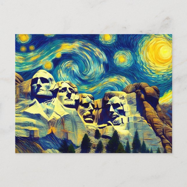 Starry Night Mt. Rushmore South Dakota Vykort (Framsida)