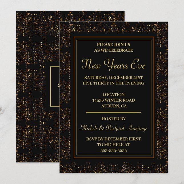 Starry Night New Years Inbjudningar (Fram/baksida)