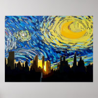 Starry Night New York Abstrakt Himlar