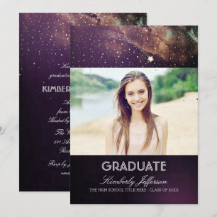 Starry Night och Shooting Star Photo Studenten Inbjudningar