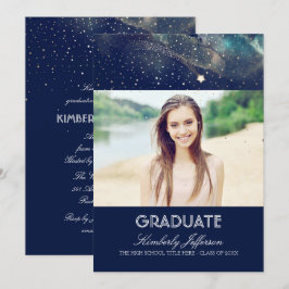 Starry Night och Shooting Star Photo Studenten Inbjudningar