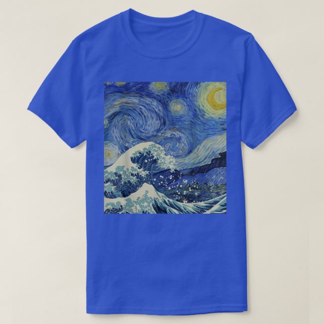 Starry Night och Underbar Wave Van Gogh Art Paint T Shirt (Design framsida)