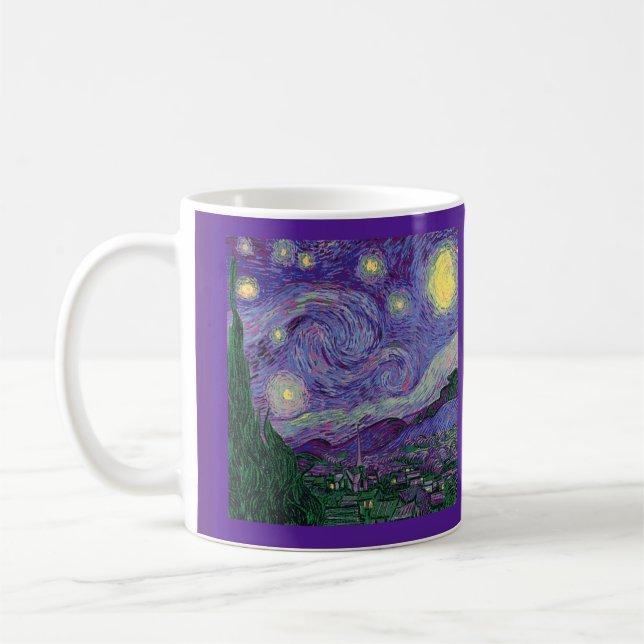 Starry Night och Vincent Van Gogh, citat, Parody. Kaffemugg (Vänster)