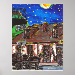 Starry Night Old Black Smith Shop Poster