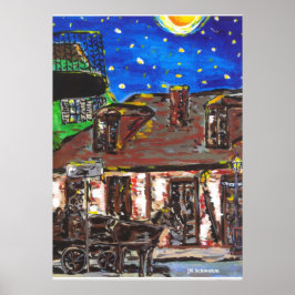 Starry Night Old Black Smith Shop Poster