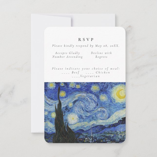 Starry Night Old-tavla bröllop OSA Inbjudningar (Framsida)