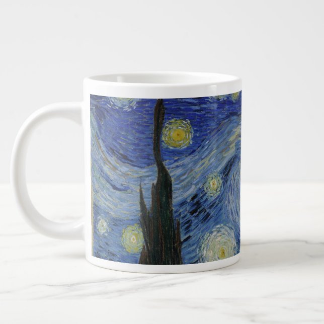 Starry Night, oljemålning, Vincent Van Gogh Jumbo Mugg (Vänster)