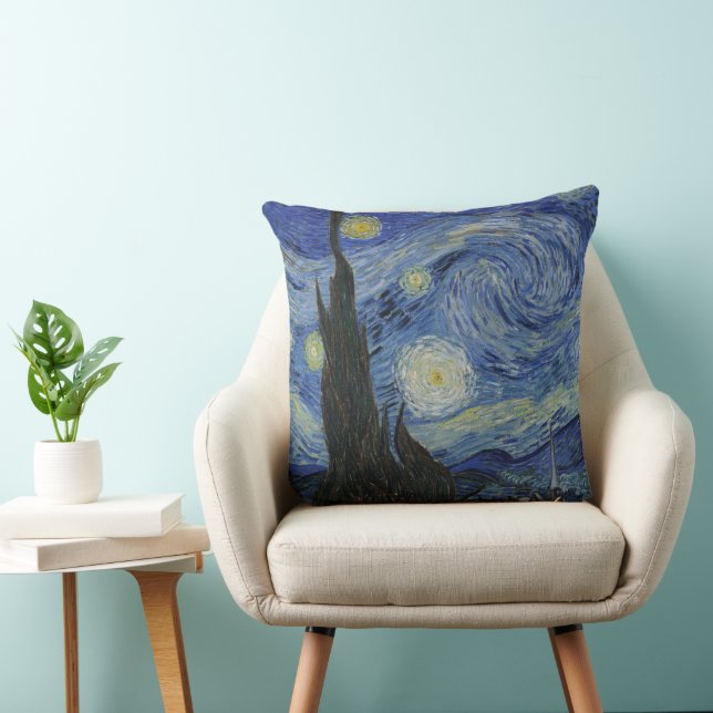 Starry Night, oljemålning, Vincent Van Gogh Kudde (Stol)