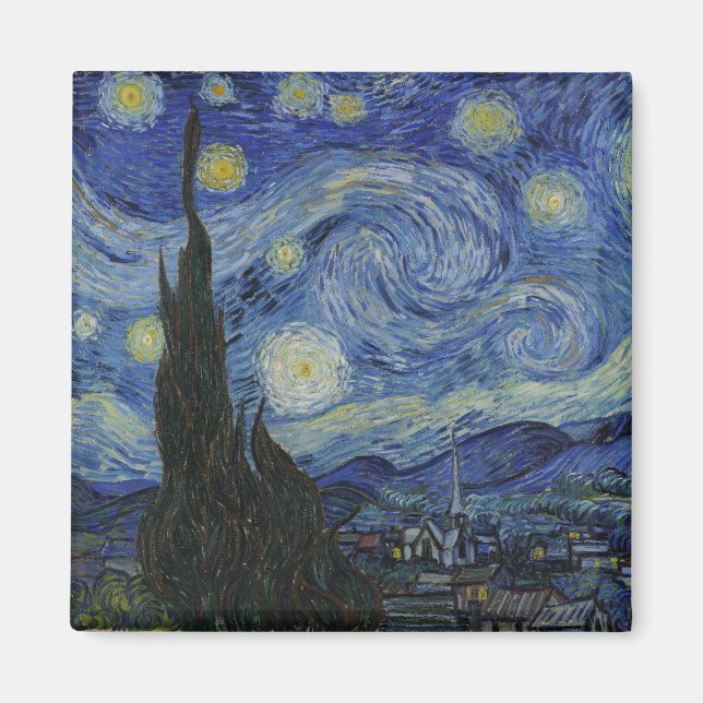 Starry Night, oljemålning, Vincent Van Gogh Magnet (Framsidan)