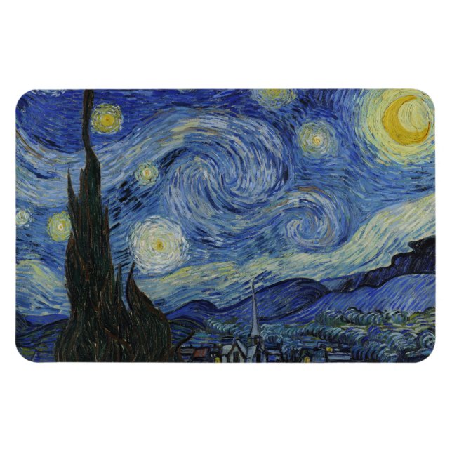 Starry Night, oljemålning, Vincent Van Gogh Magnet (Horisontell)