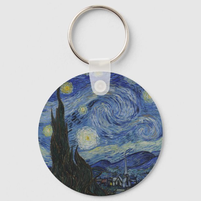 Starry Night, oljemålning, Vincent Van Gogh Nyckelring (Framsida)
