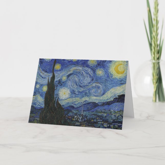Starry Night, oljemålning, Vincent Van Gogh Tack Kort (Framsida)