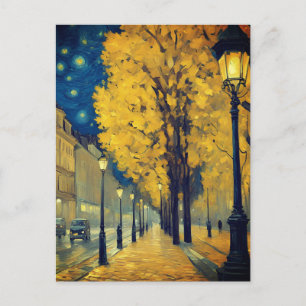 Starry Night on Andrássy Avenue, Budapest Helg Vykort