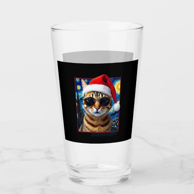 Starry Night Orange Tabby Cat Christmas Glaskopp (Framsida)