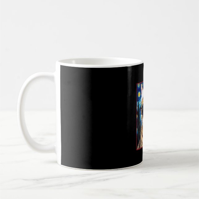 Starry Night Orange Tabby Cat Christmas Kaffemugg (Vänster)