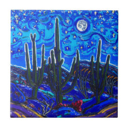 "Starry Night Over Arizona"-konstplattan Kakelplatta