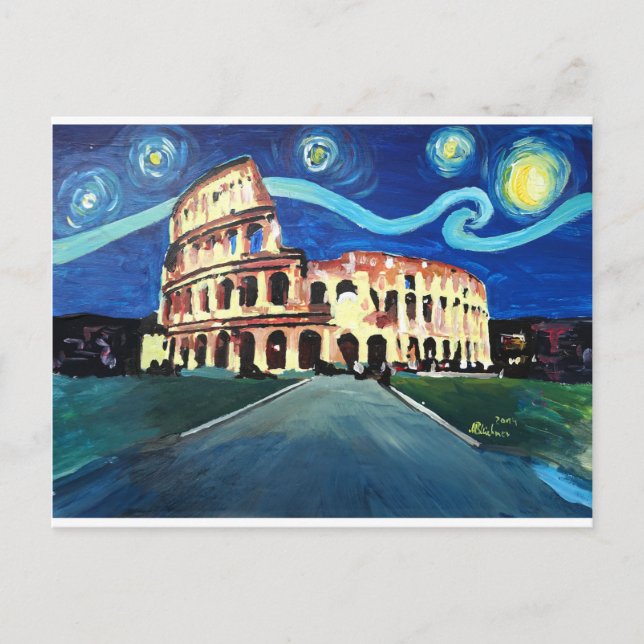 Starry Night over Colloseum in Rom Italien Vykort (Framsida)