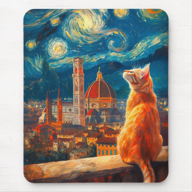Starry Night Over Florence | Ginger Cat Art Musmatta (Framsidan)