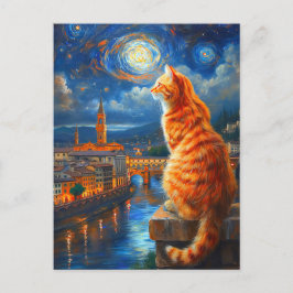 Starry Night Over Florence | Ginger Cat Art Vykort